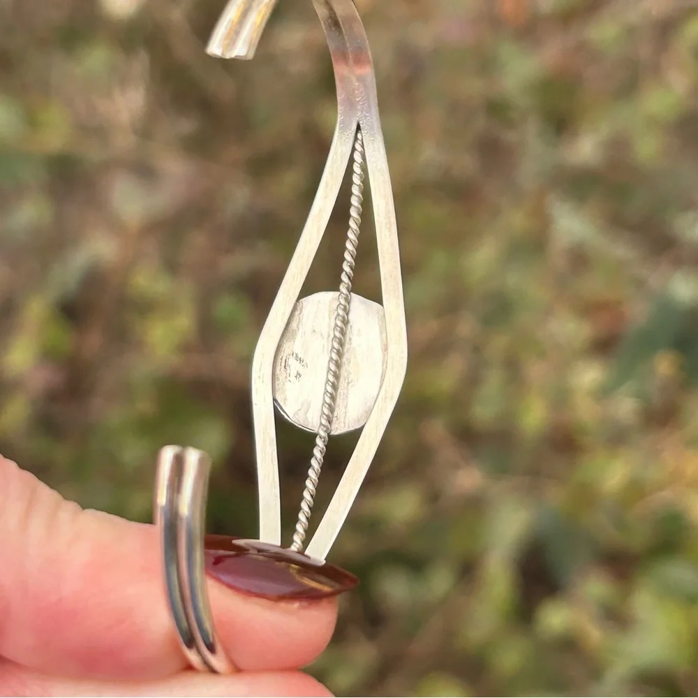 Navajo Hand Made 925 Sterling & Pink Opal Stone Cuff